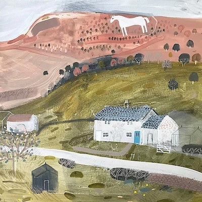White Horse of Kilburn Art Greeting Card by Janinne Burrows