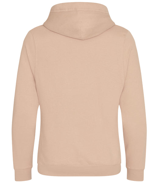 The back view of the Wild Isle hood in sand colour 