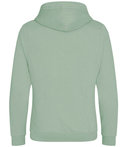 The back view of the Wild Isle Clothing Hoodie in forest green 