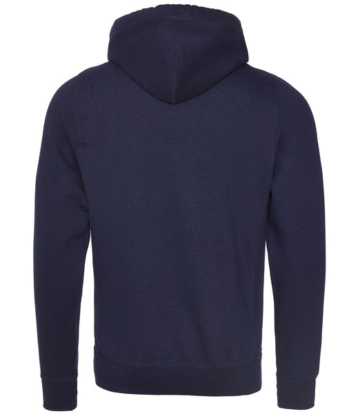 The back view of the wild isle hoodie in Navy 