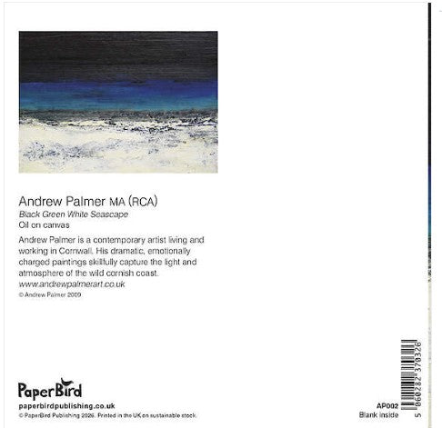 Black Green White Seascape Greeting Card by Andrew Palmer - Reverse 