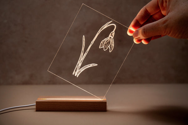 The Snow Drop Luminary Art Card with LED Light Set
