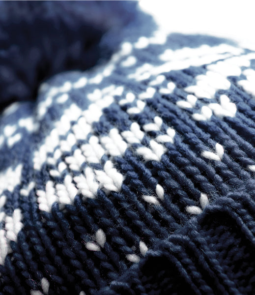 Fair Isle Heritage Bobble Hat - Navy