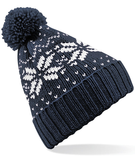 Fair Isle Heritage Bobble Hat - Navy