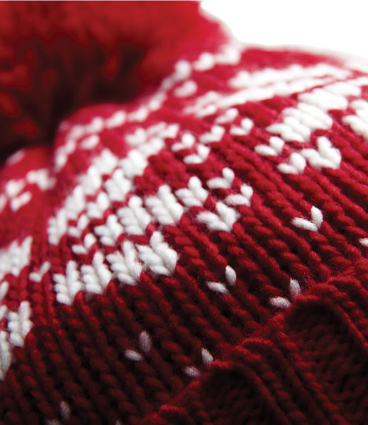 Fair Isle Heritage Bobble Hat - Red