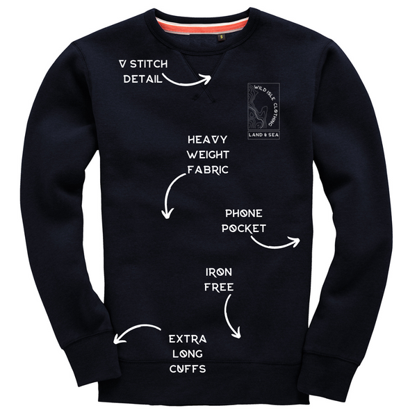 Wild Isle Coastal Crew Sweatshirt - Marine Navy
