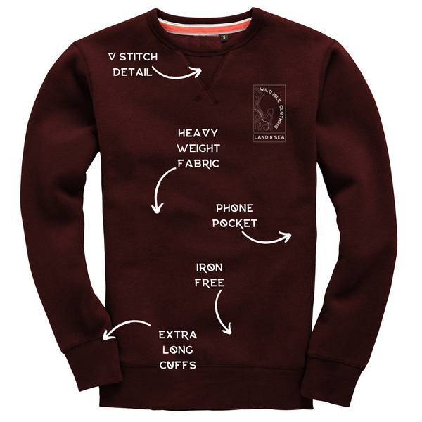 Wild Isle Coastal Crew Sweatshirt - Maroon