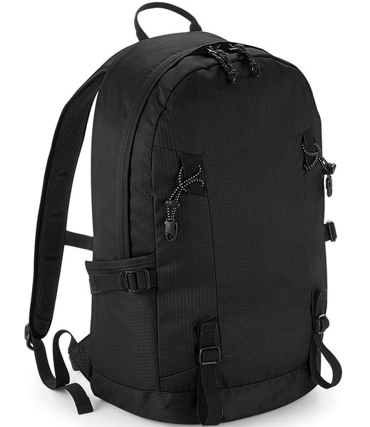 Black 20L back pack on a white background 