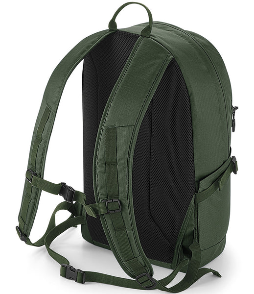 The back view and back straps of the outdoor 20L back pack on a white background 