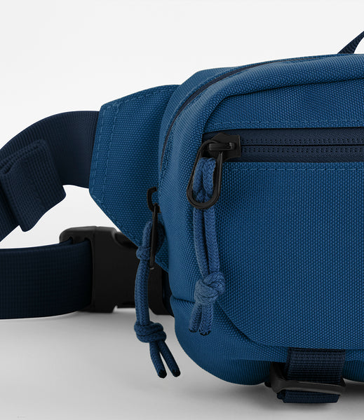 A close up of the steel blue ramble belt bag 