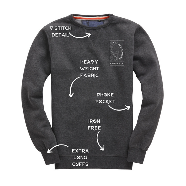 Wild Isle Coastal Crew Sweatshirt - Rock Grey