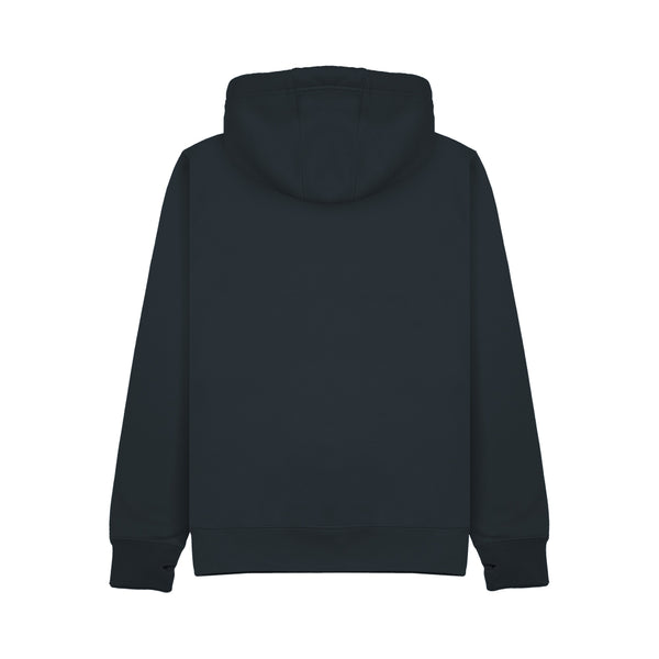 Wild Isle Trail Zip Up Hoodie in Rock Dark Grey - Back view on White background 