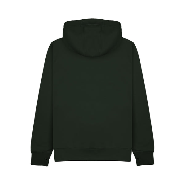 Wild Isle Clothing Forest Green Trail Zip Up hoodie shown from the back on a white background