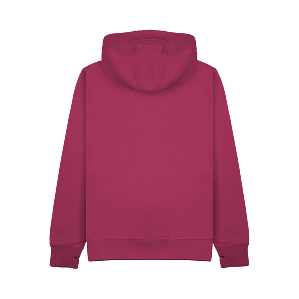 The Wild Isle Trail Zip Up Hoodie in Powder Pink, rear view. On a white background 