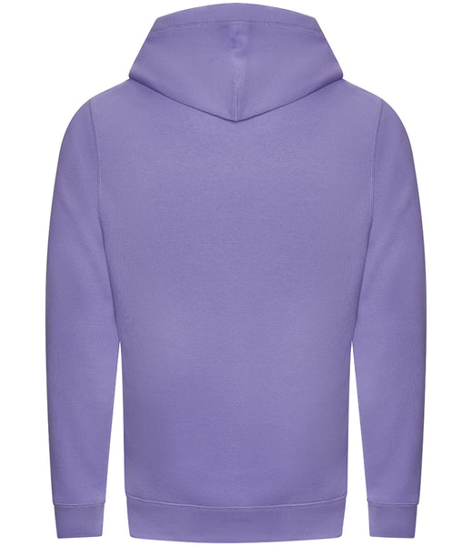 The back view of the wild isle hood in Scottish heather lilac