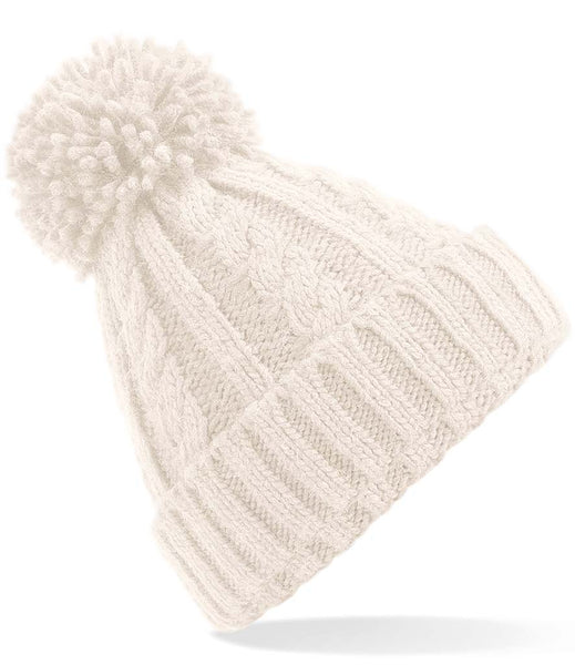 Wild Isle Cable Knit Bobble Hat - Natural