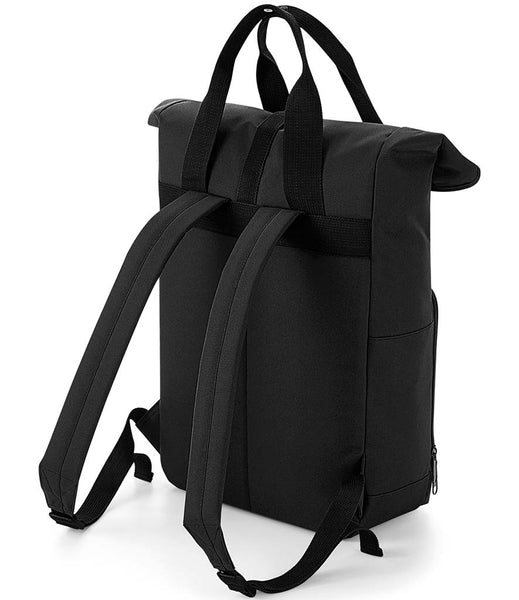 Wild isle light rucksack back view showing the webbing handles to carry it and the rucksack straps 