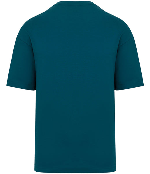 Teal Wild Isle heavy weight organic cotton t-shirt on a white background