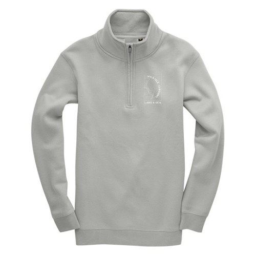 Gray sweatshirt with a logo on a white background