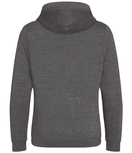The back view of the wild isle hood in dark grey 