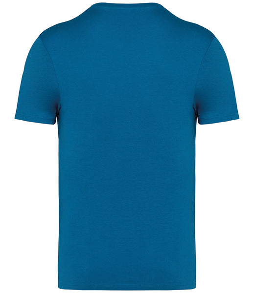 Wild Isle Teal Organic Cotton T-shirt, back view, on a white background