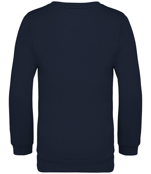 The back view of the wildling navy crew jumper on a white background 